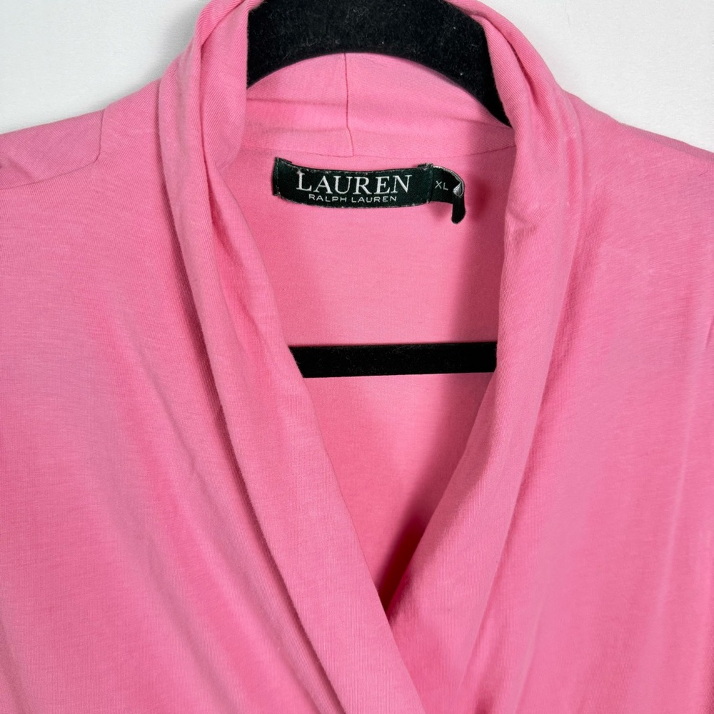 2/$15 LAUREN Ralph Lauren Womens Pink Sleeveless Wrap Top XL Stretch Sleeveless - Picture 2 of 8